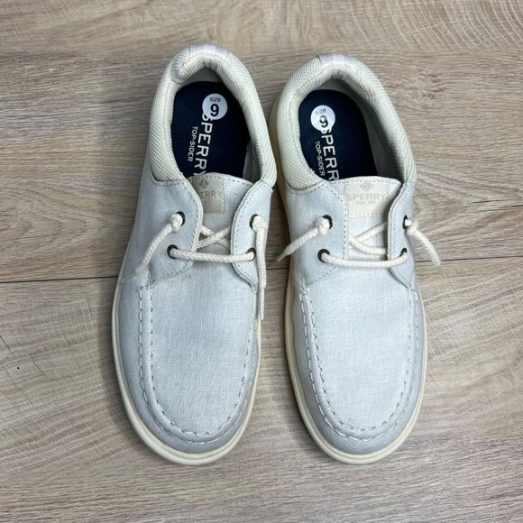 Sperry Women's Captain's Moc Chambray Loafer Sneakers‎ Ivory Slip On 9 - Picture 5 of 10